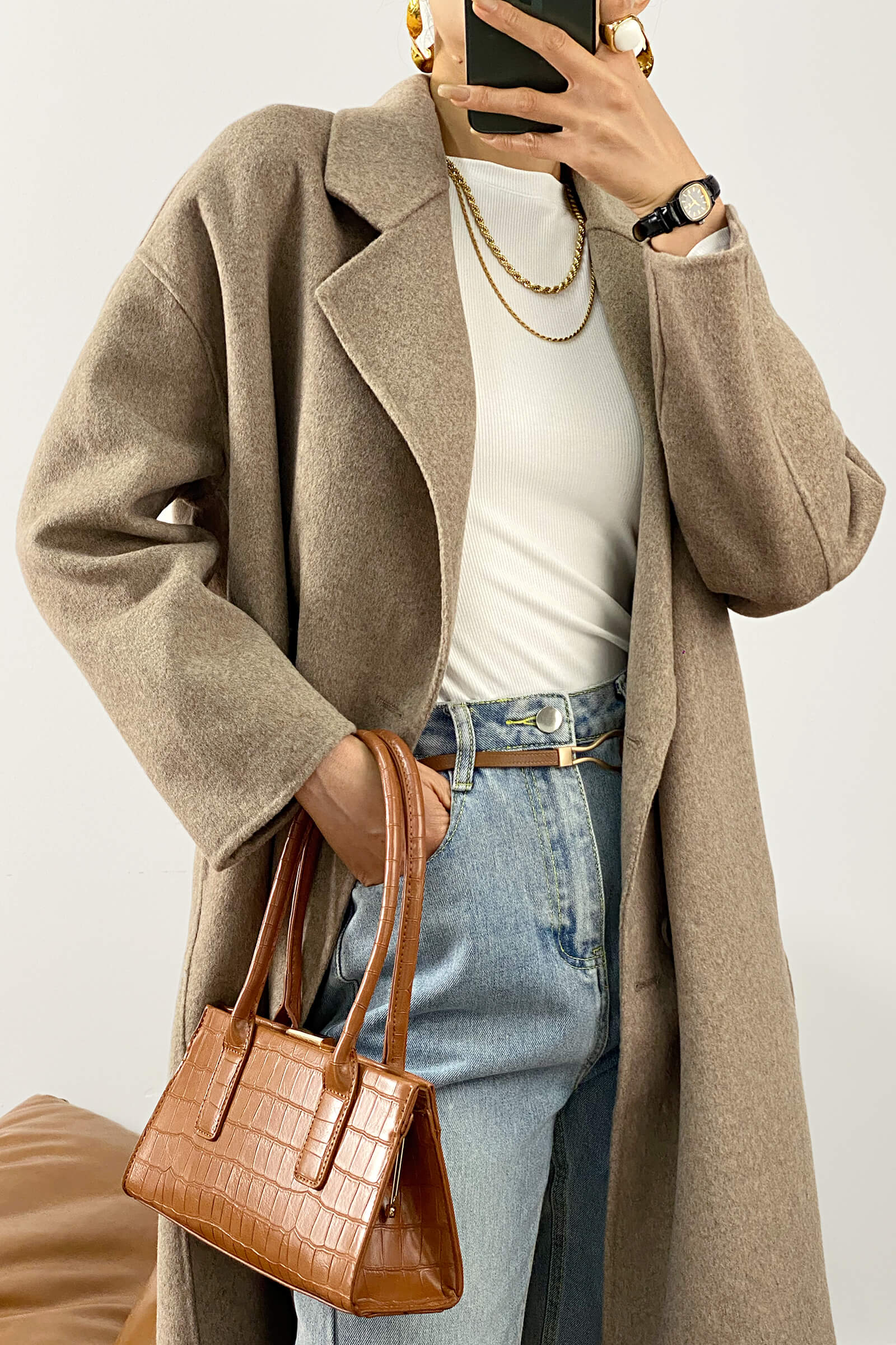 Carmelita Light Premium Wool Gray Oversized Coat