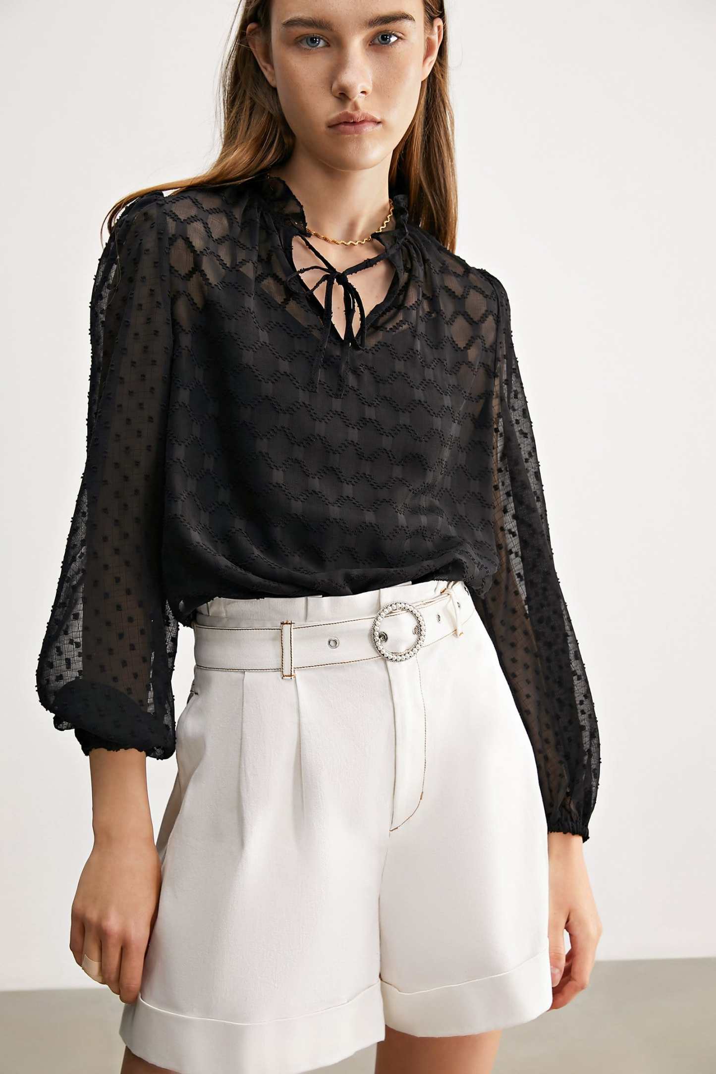 Black Check Mate Blouse