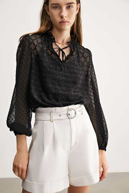 Black Check Mate Blouse