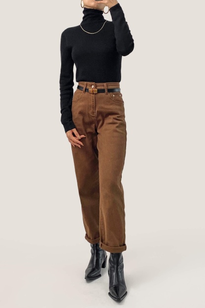 Black Basic Wool-Blend Turtleneck Sweater