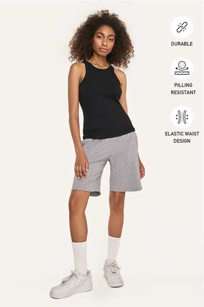 Women’s Light Grey Drawstring Longline Cotton Sportswear
