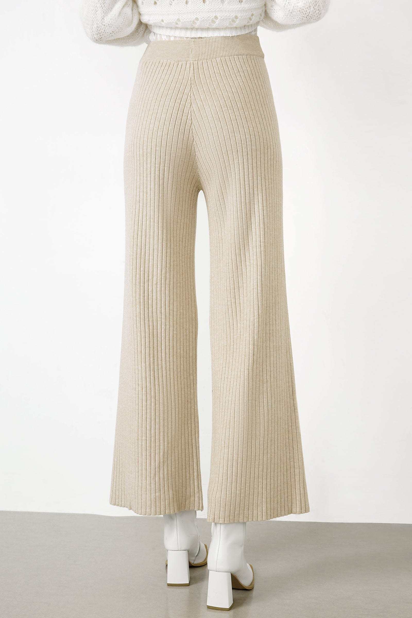 Lowman Beige High Waist Knit Pants
