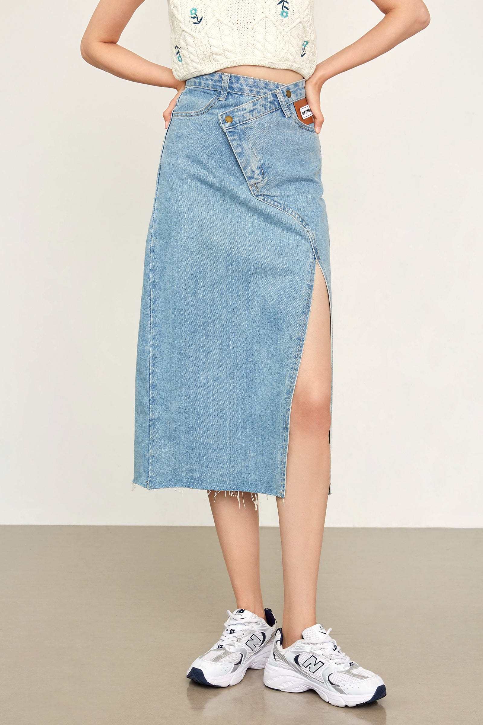 Samaria Light Sky Blue Asymmetrical Skirt