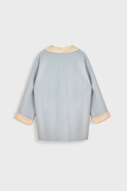Verge Pale Turquoise Premium Wool Drop Shoulder Coat