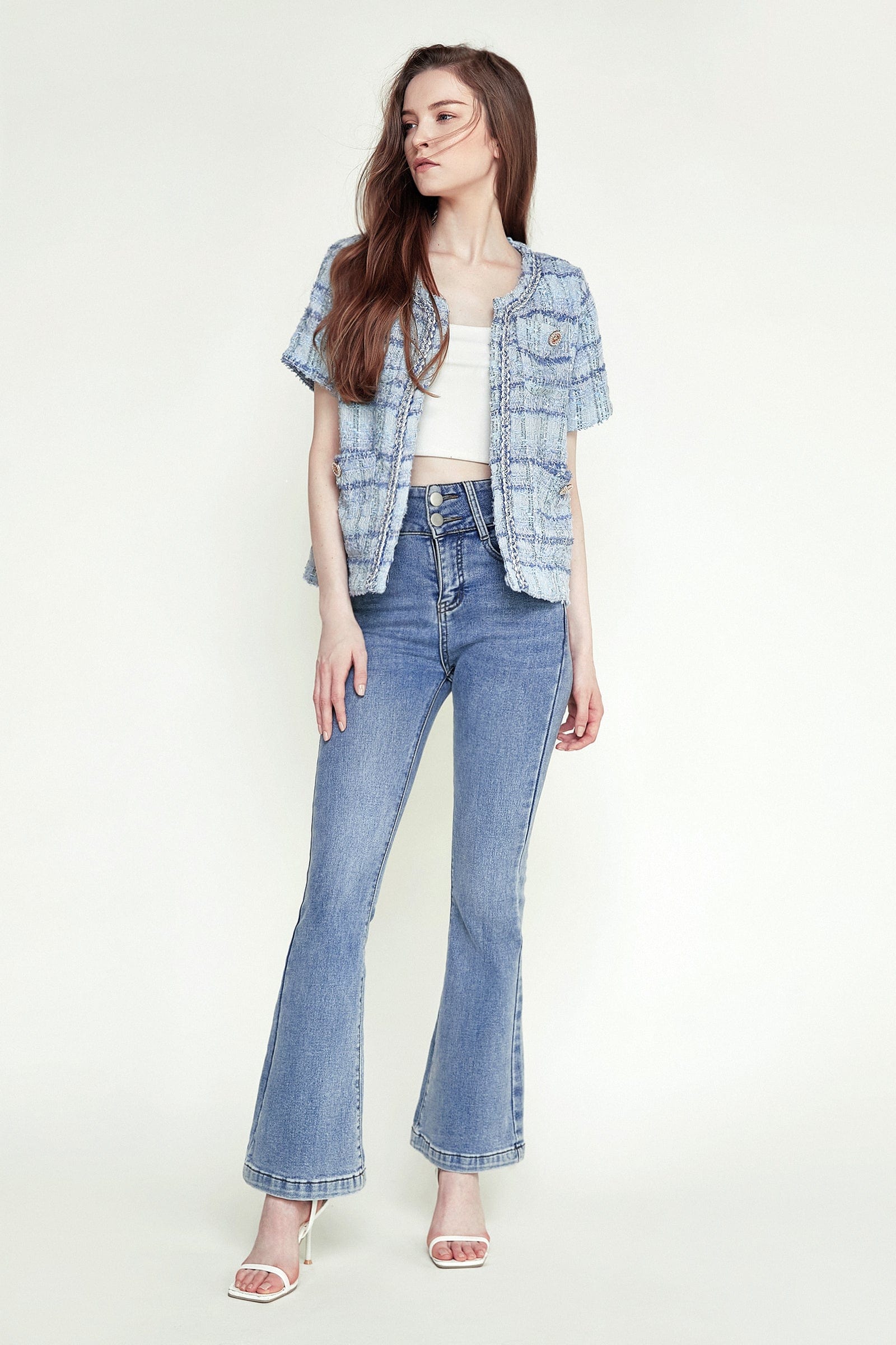 Royal Blue Pocket Front Tweed Jacket