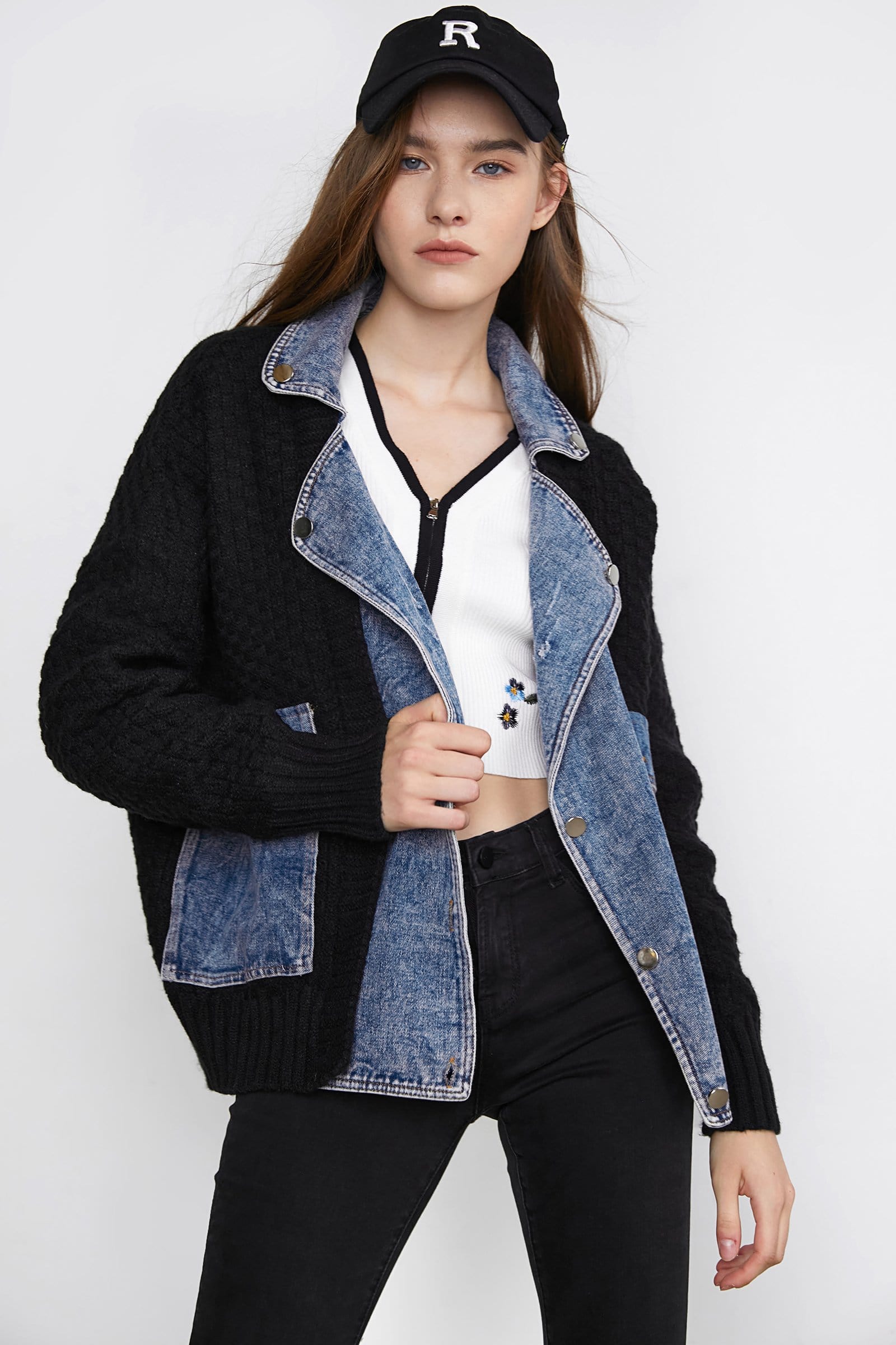 Mishka Black Knit Denim Jacket