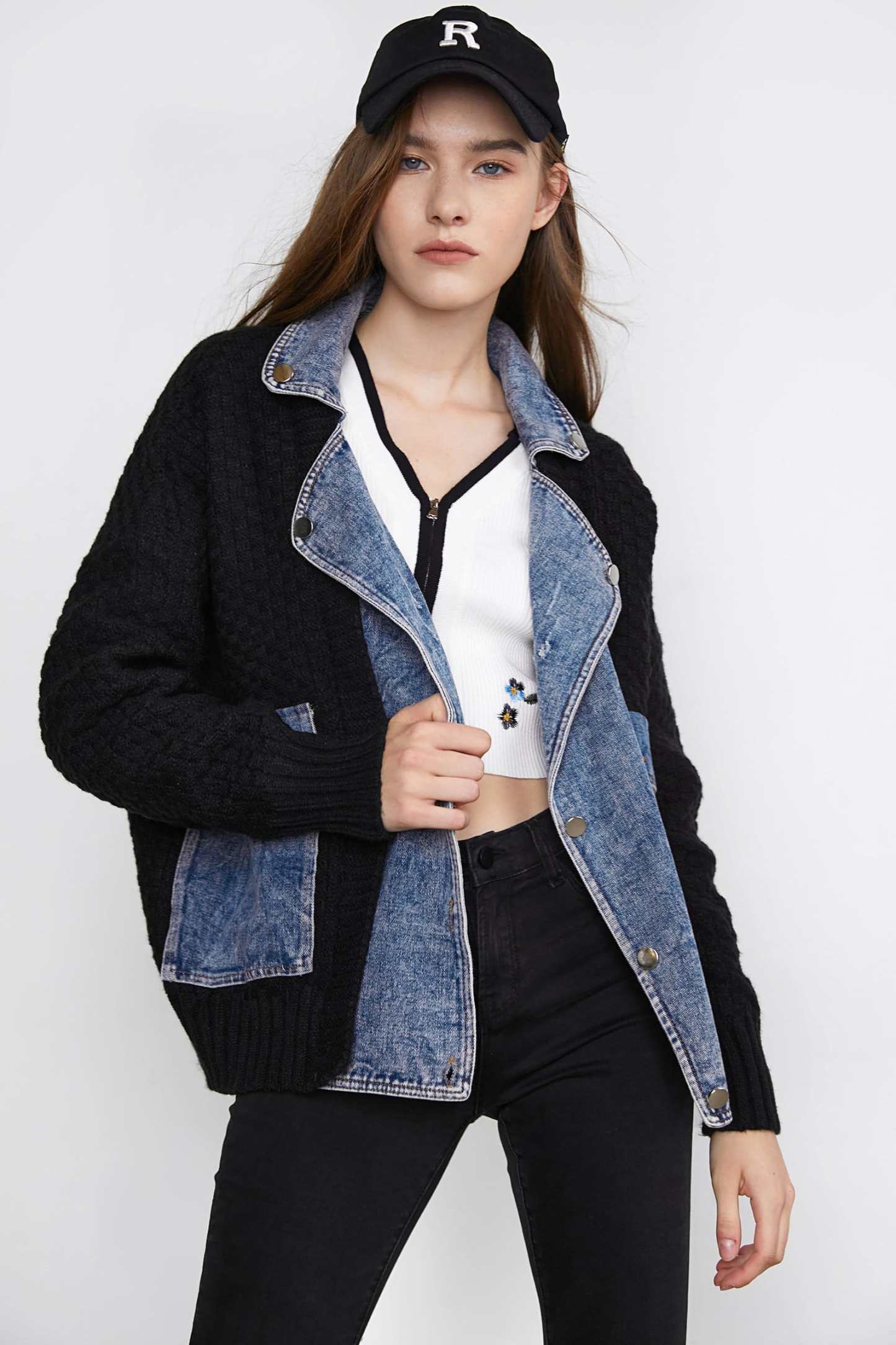 Mishka Black Knit Denim Jacket