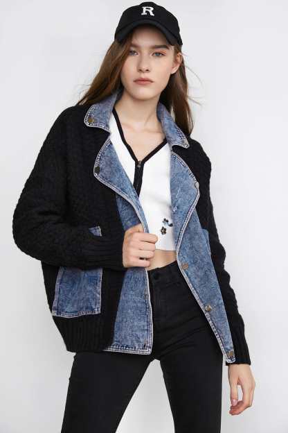 Mishka Black Knit Denim Jacket