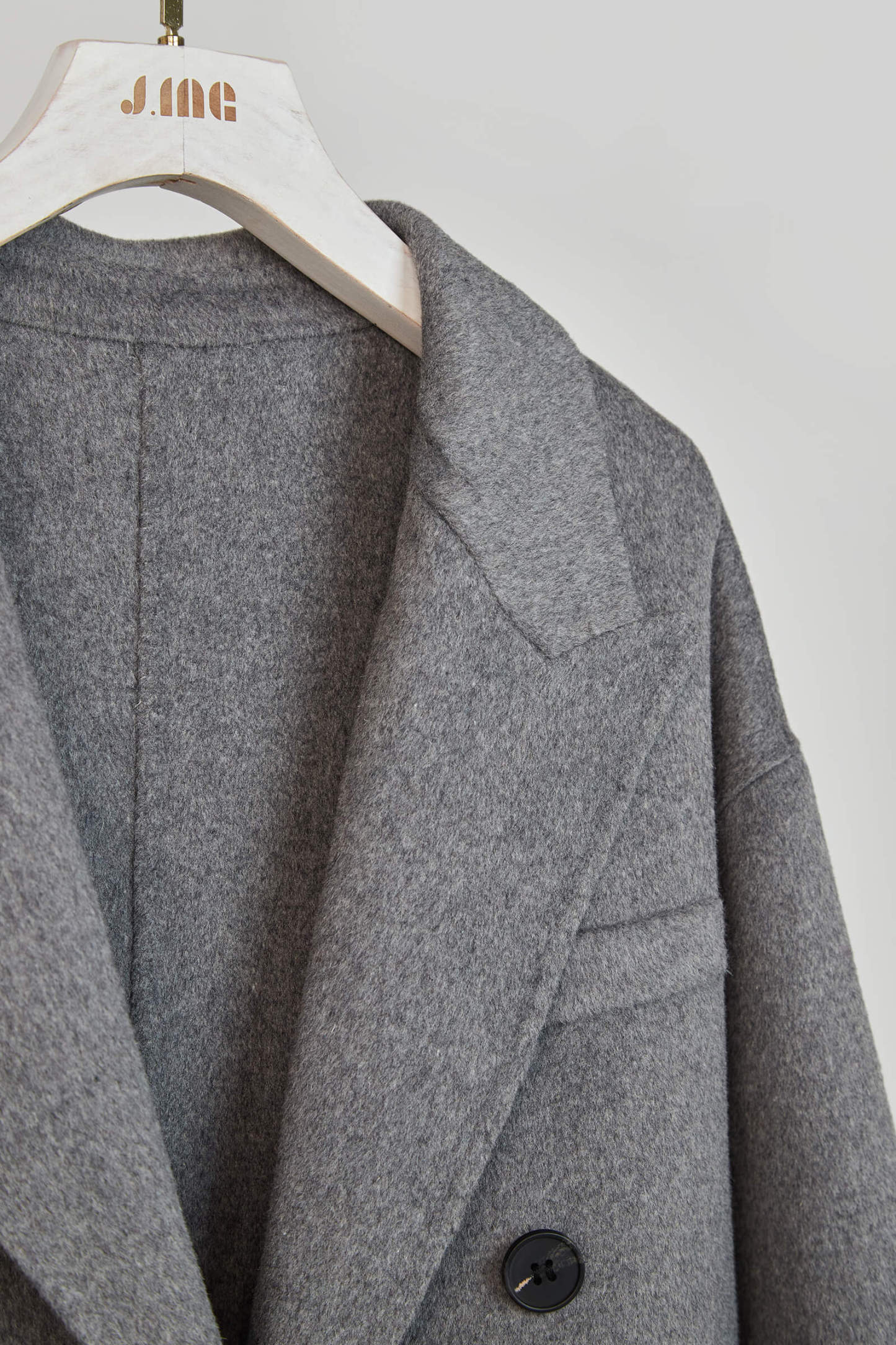 Grey Premium Wool Double-Breasted Longline Coat