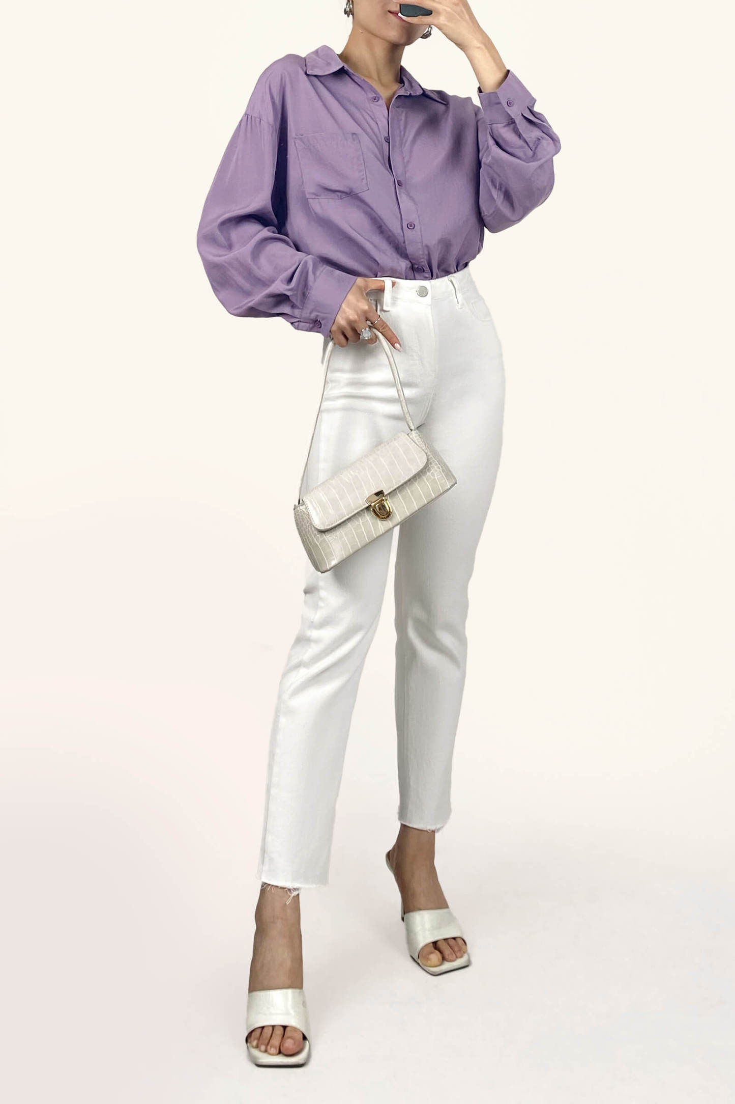 Slate Blue  Long Sleeve Button Front Shirt