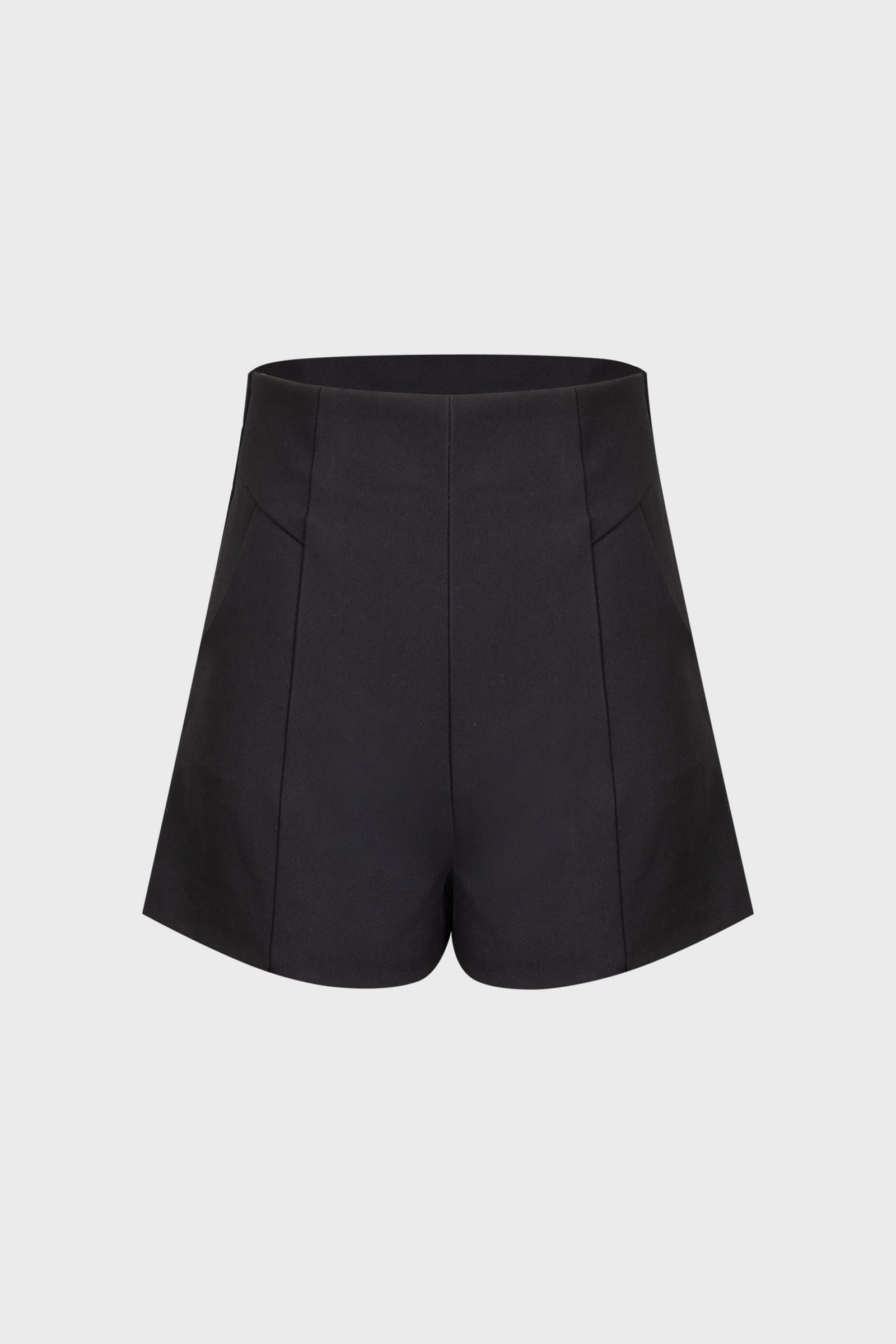 Black A-Line Seam-Detail Shorts