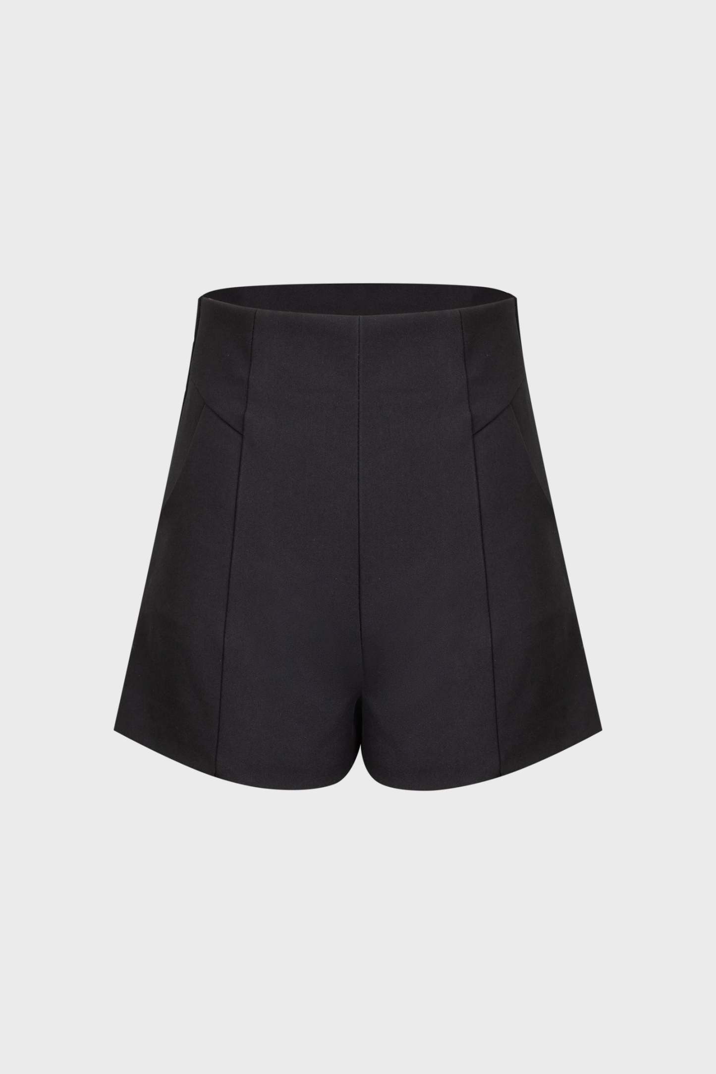 Black A-Line Seam-Detail Shorts