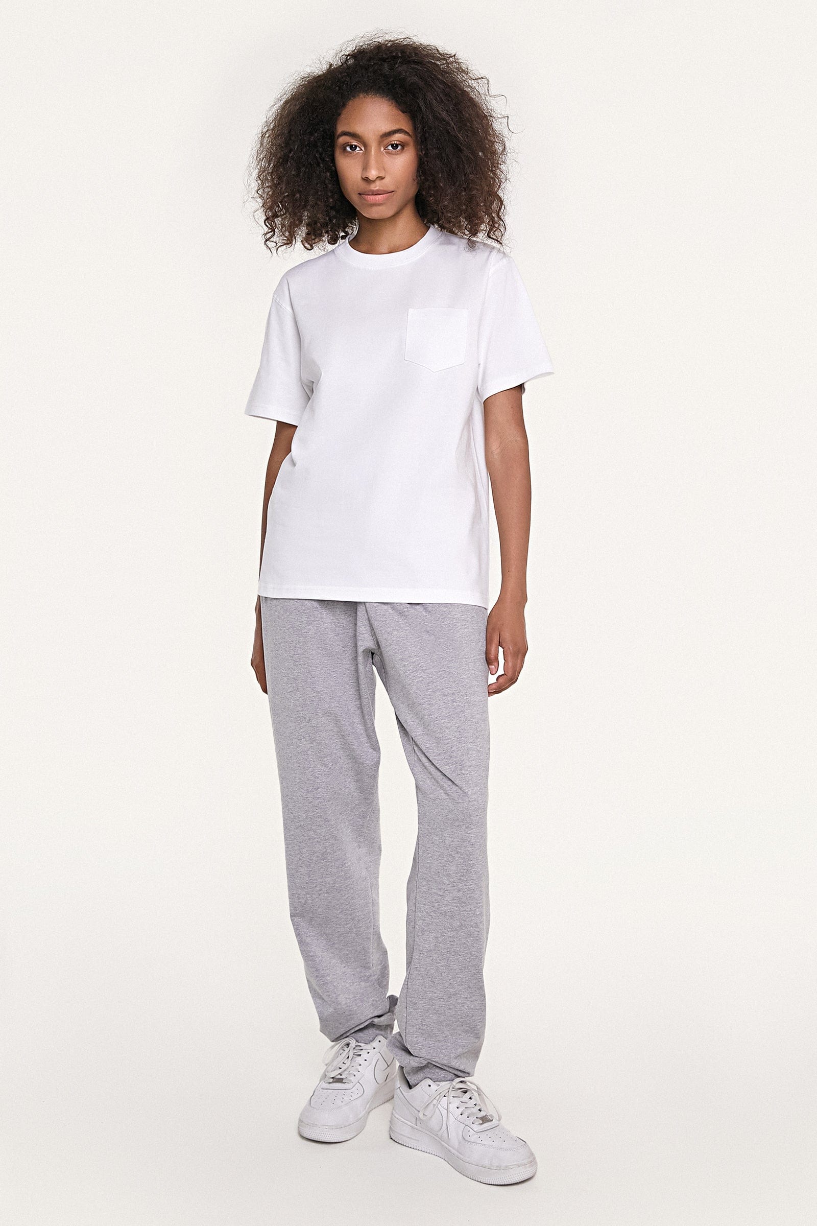 Women’s White Chest-Pocket Cotton T-Shirt