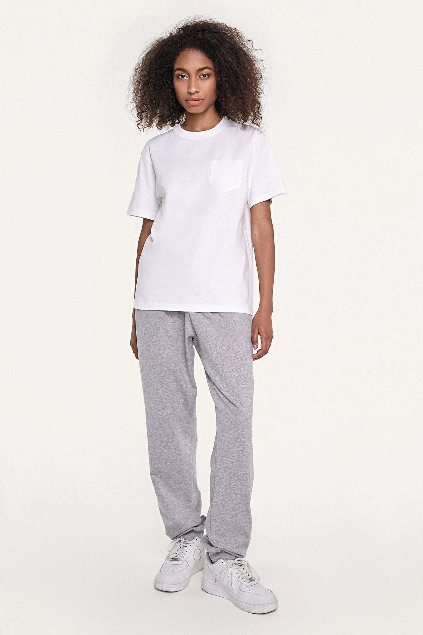 Women’s White Chest-Pocket Cotton T-Shirt
