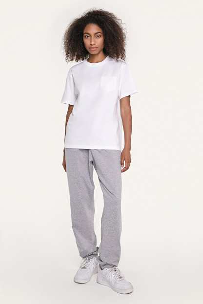 Women’s White Chest-Pocket Cotton T-Shirt