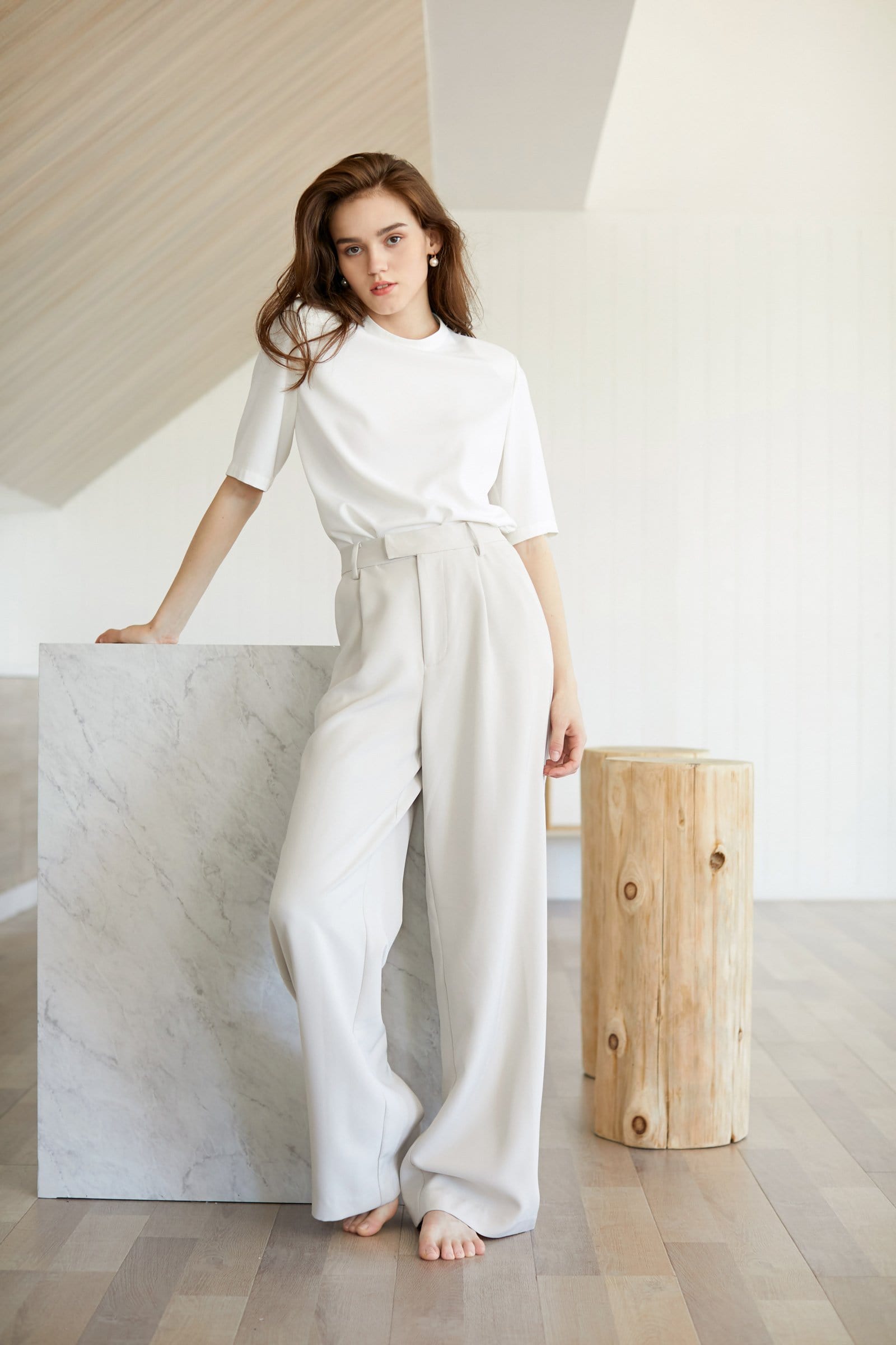 Business Essential Ivory Wide Slacks