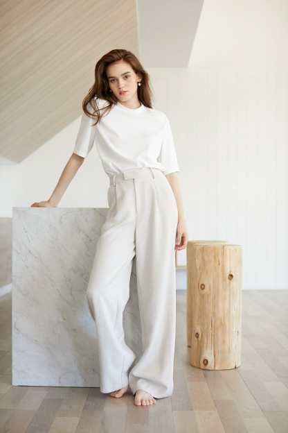 Business Essential Ivory Wide Slacks