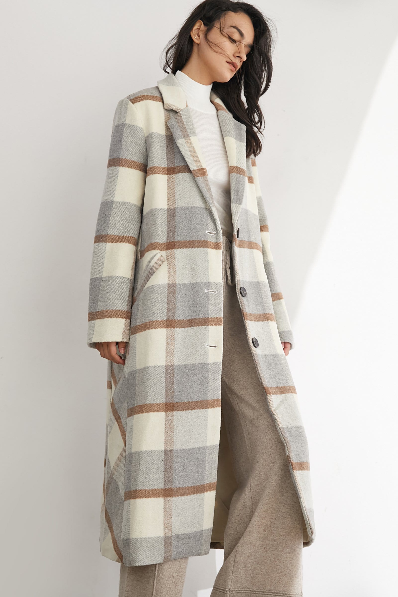 Alaine Plaid Oversized Trench Coat