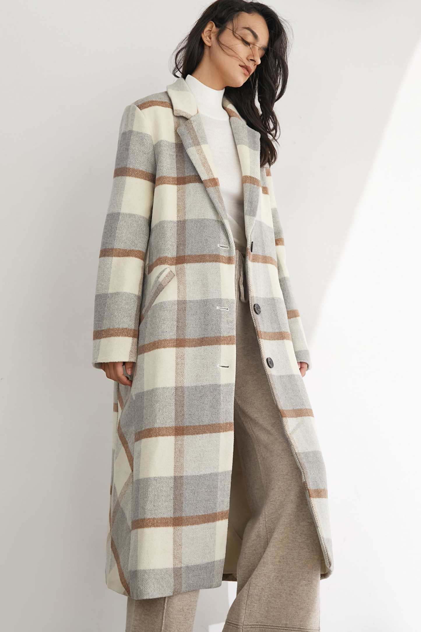 Alaine Plaid Oversized Trench Coat