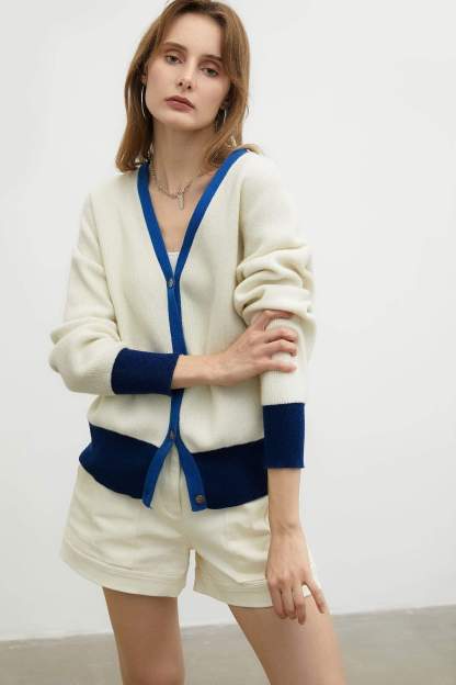 Dana Ivory Contrast Cardigan