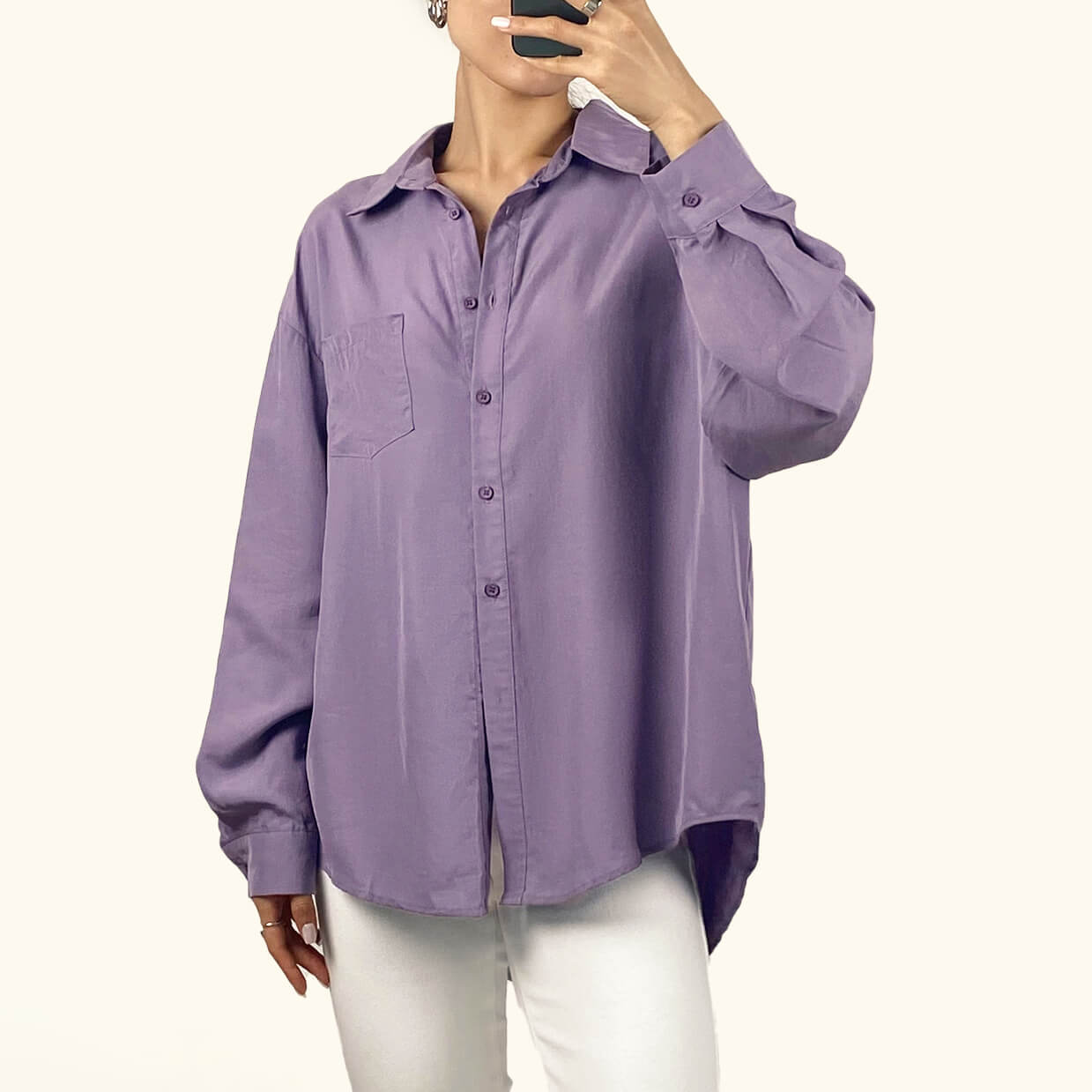 Slate Blue Long Sleeve Button Front Shirt