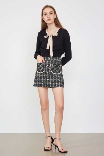 Brisa Black Plaid Skirt Black