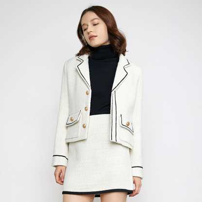 Nakoa White Contrast Trim Blazer