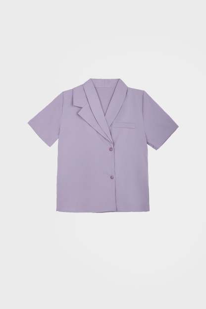 Medium Purple Asymmetric Button Down Shirt