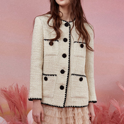 Beige Buttun-Up Patched Pockets Jacket