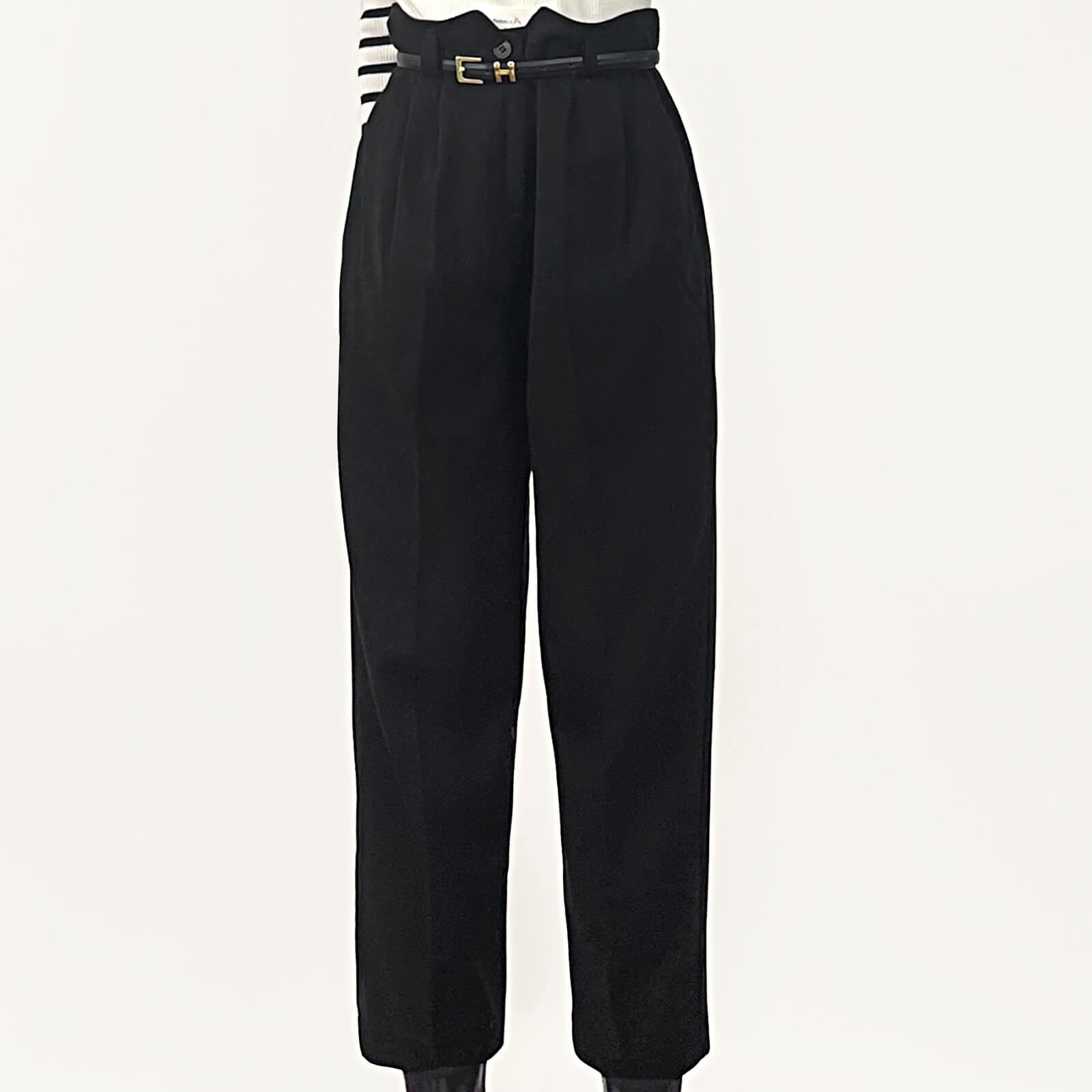 Black Belted Tapered Work Pants