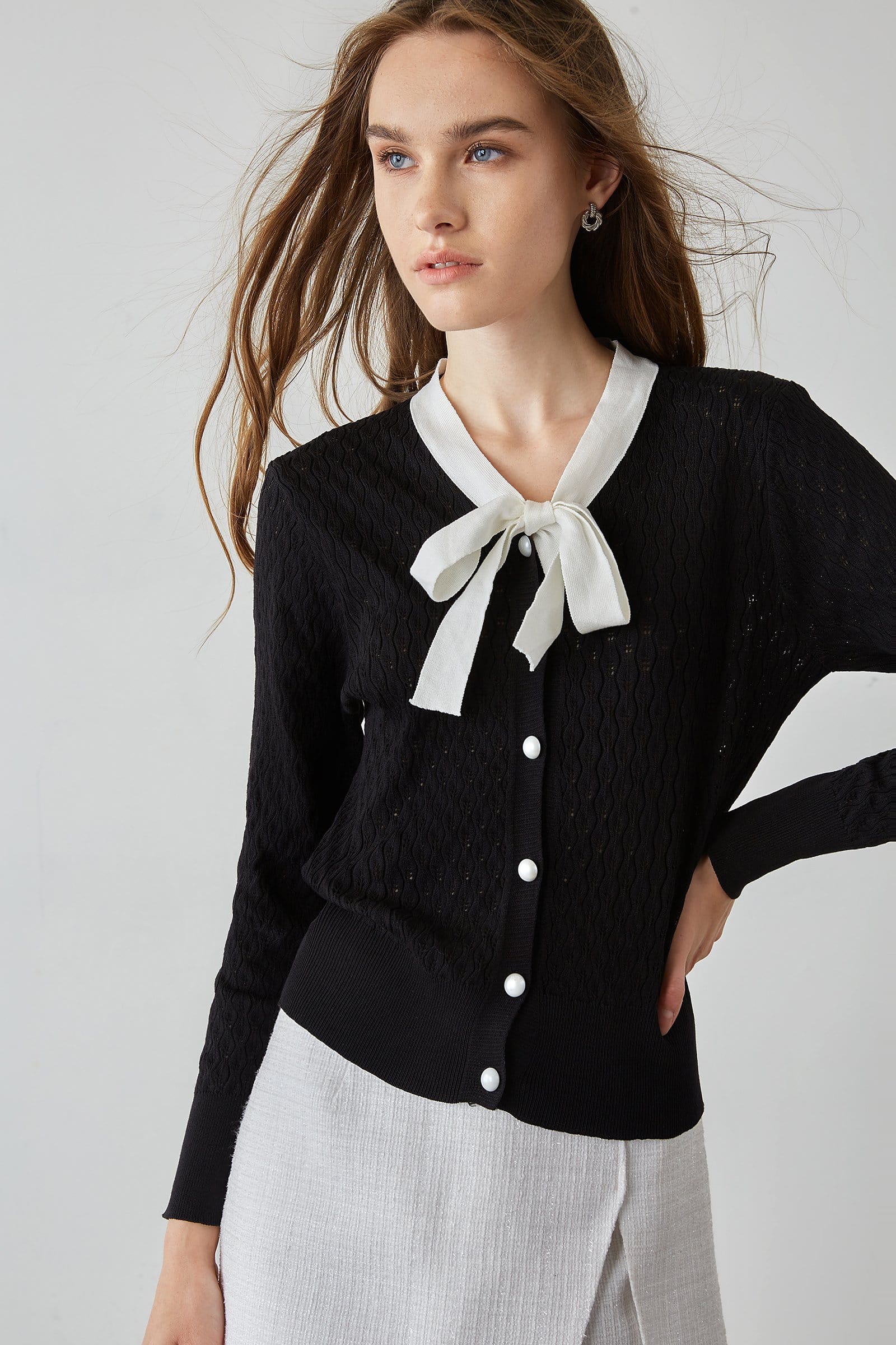Ashtyn Black Contrast Cardigan
