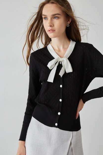Ashtyn Black Contrast Cardigan