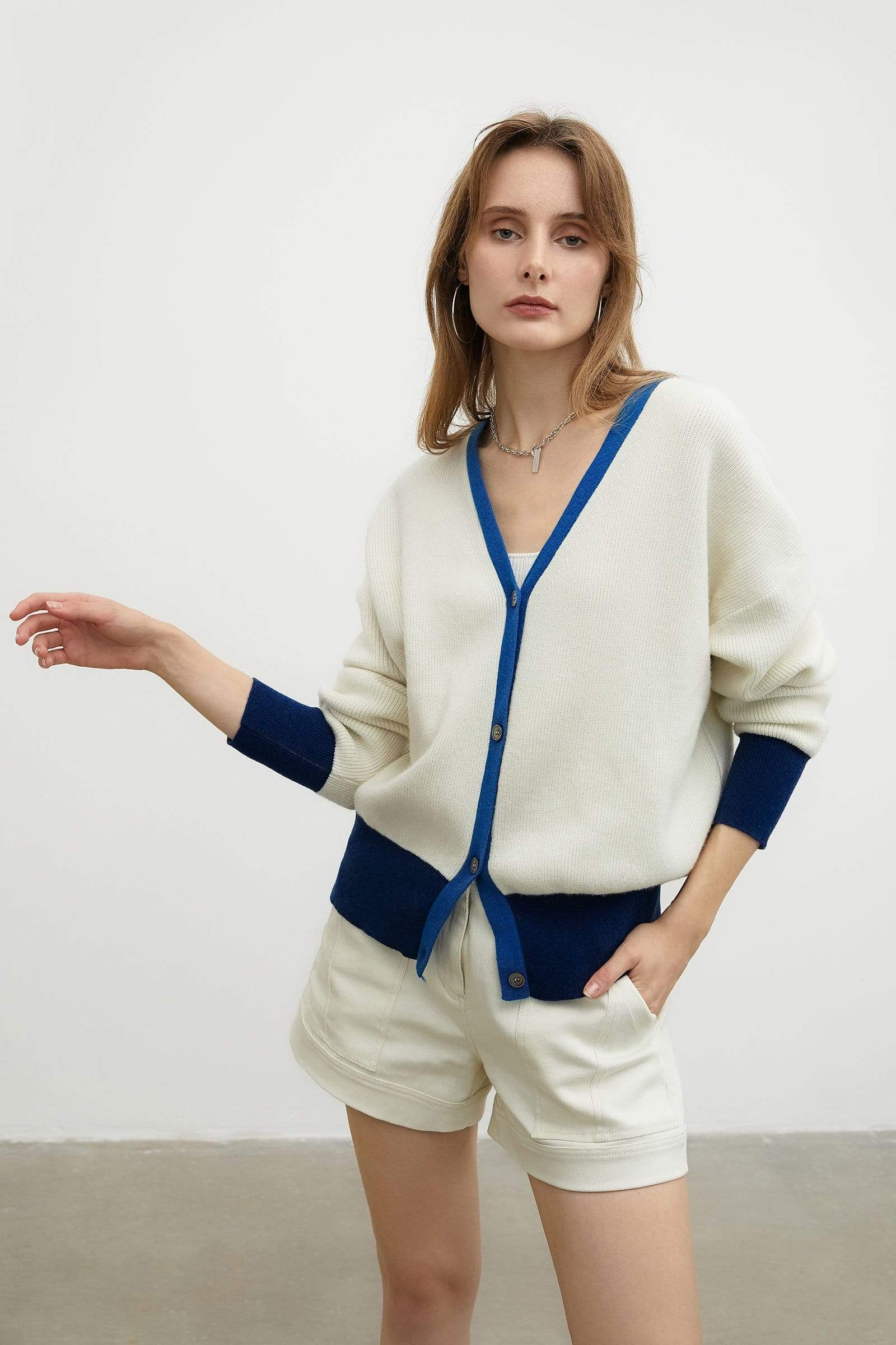 Dana Ivory Contrast Cardigan