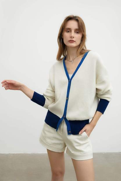 Dana Ivory Contrast Cardigan