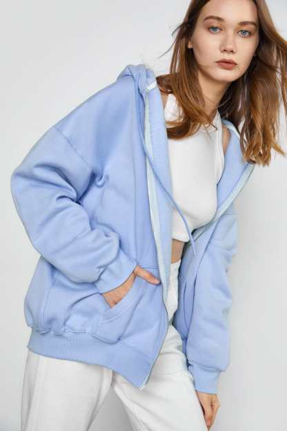 Hendrik Light Blue Zip Up Hoodie