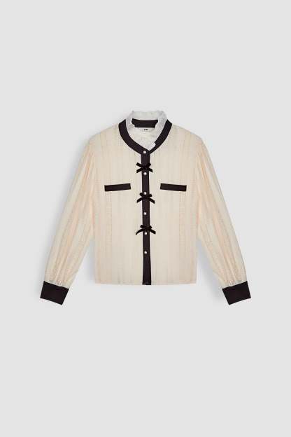 Ivory Broderie Bowknot Decor Blouse