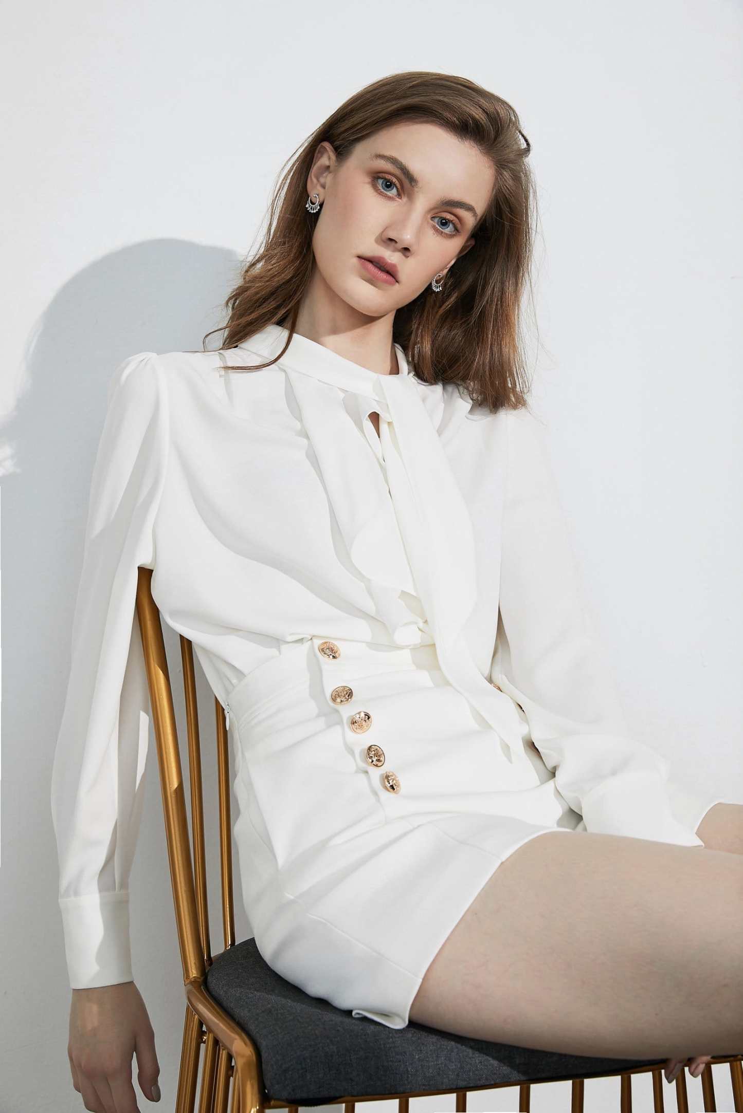 Business Essential White Bow-Tie Blouse