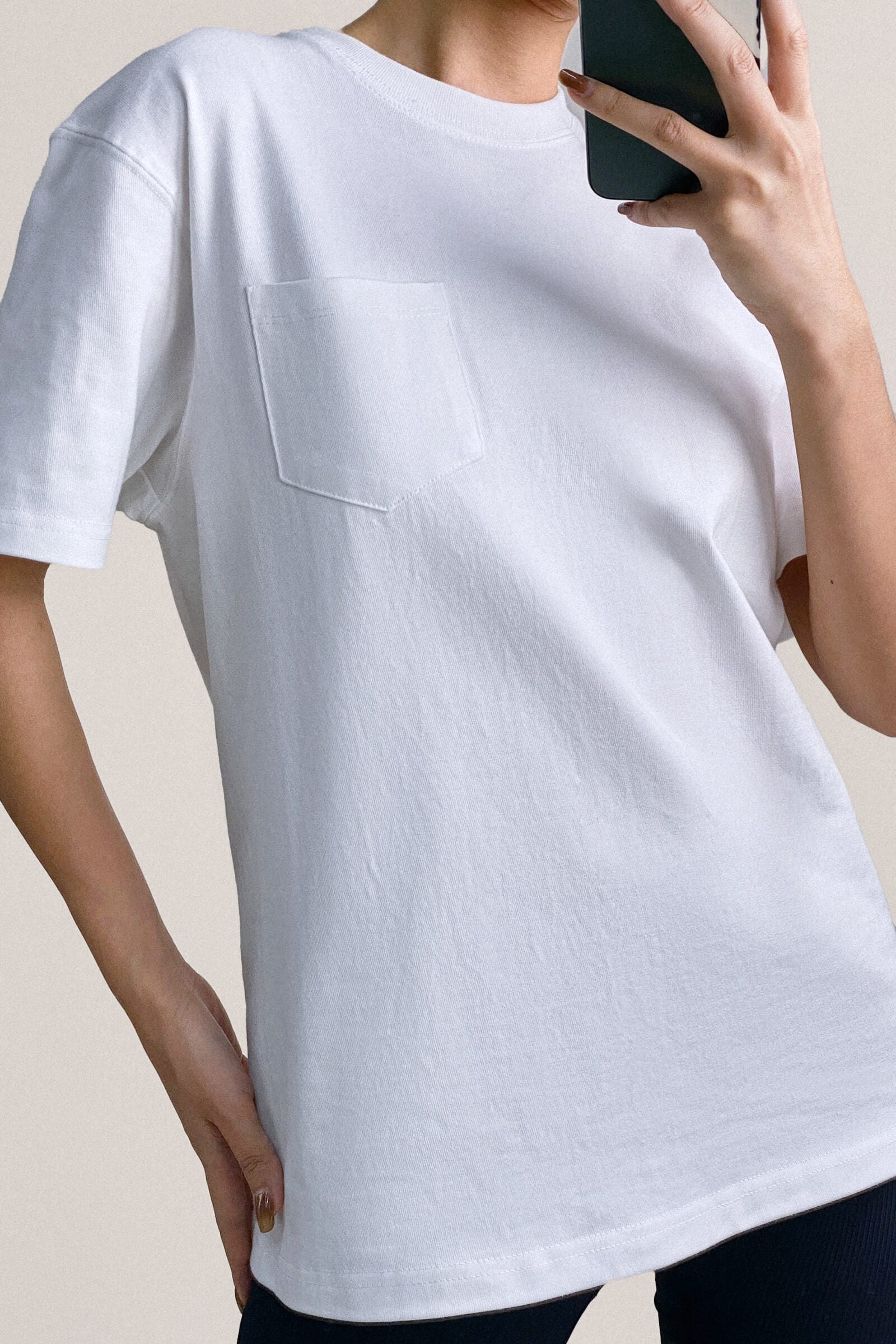 Women’s White Chest-Pocket Cotton T-Shirt