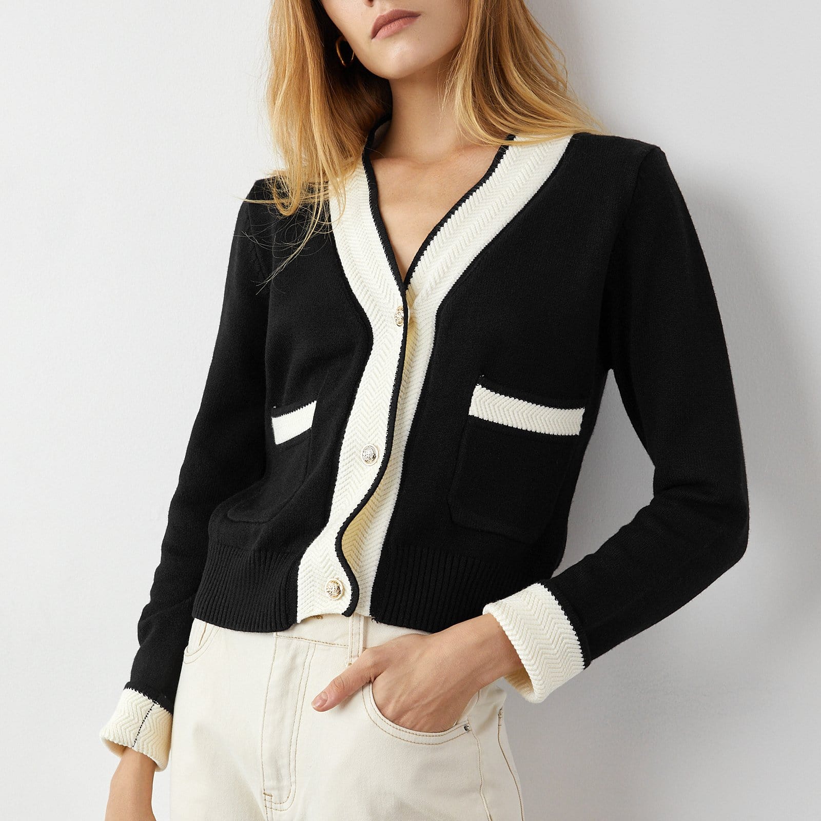 Adelyn Black Pocketed Cardigan