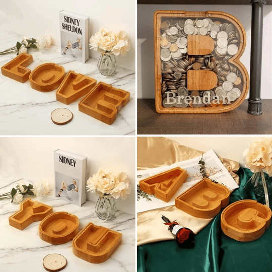 🔥 Last Day 40% OFF - Customize Letter Piggy Bank-Wood Gift For Kids