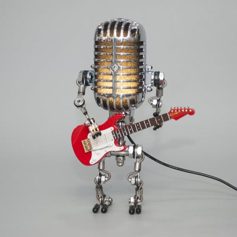 🔥LAST DAY PROMOTION🎁Vintage Metal Microphone Robot Desk Lamp🎸