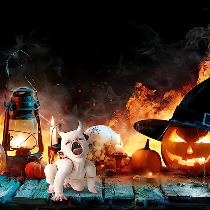 😱Scary Halloween Ghost Doll Resin Statue Ornament