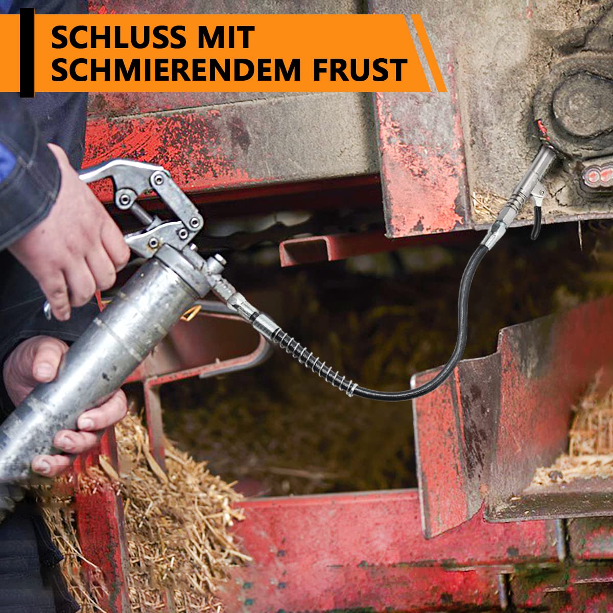 Strong Lock on Grease Couplers with 18 Inch Spring Flex Hose