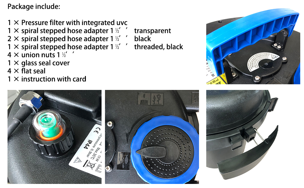 Pond Pressure Bio Filter, 13 W UV Lamp, For Pond 10000L Koi Water