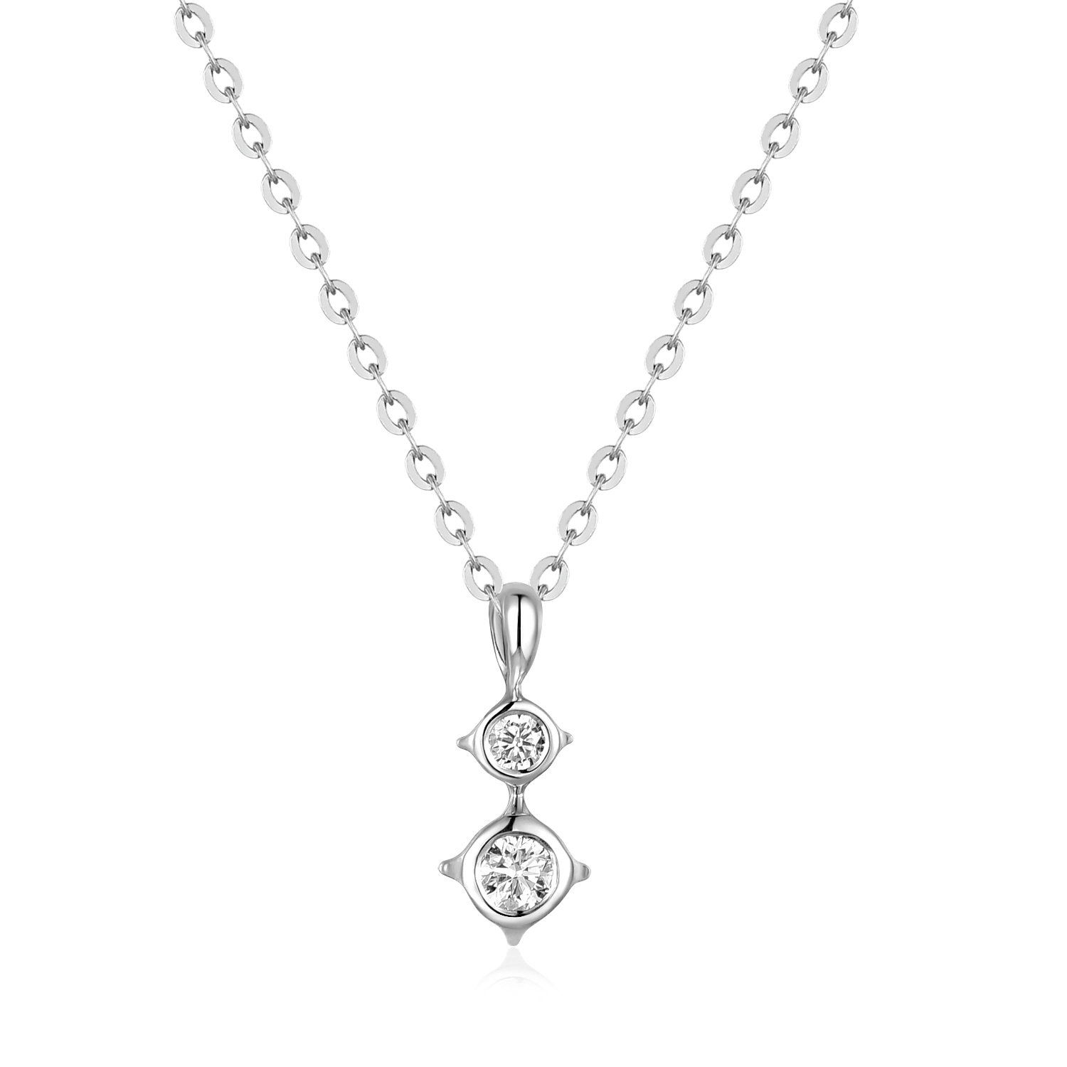 Diamond Pendent 18K White Gold Necklace Choker Chain | XZLOVE