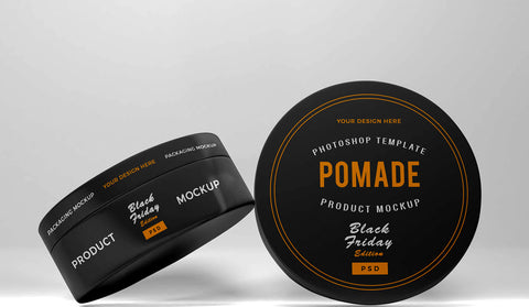 Hair pomade black tub packaging