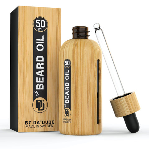 Da'Beard Oil in premium wooden bottle - best vegan beard oil for soft, healthy facial hair