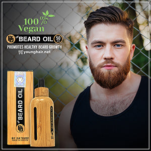 hunk in black singlet with well-groomed beards by Da'Dude vegan beard oil