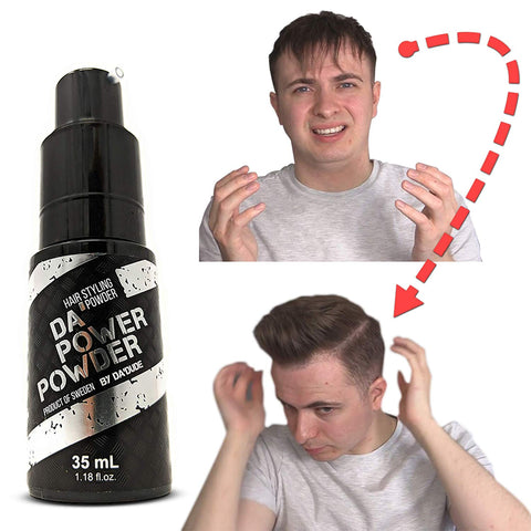 flat limp hair getting a volume boost and matte finish, with Da'Power Powder