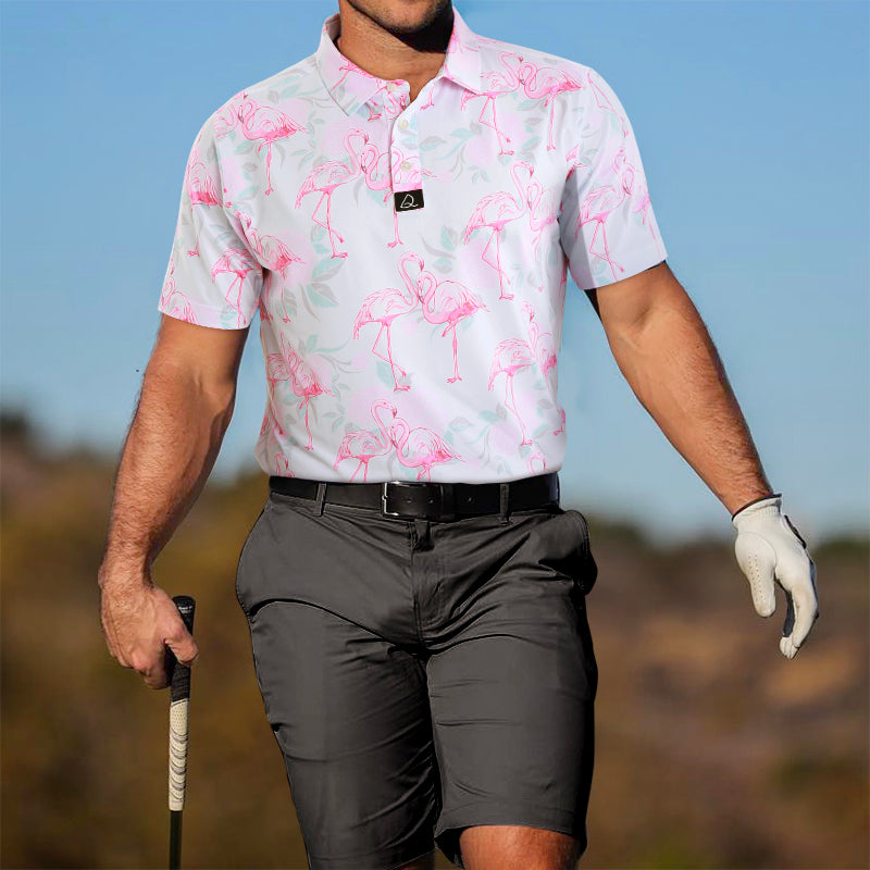 Pink flamingo best sale golf shirt